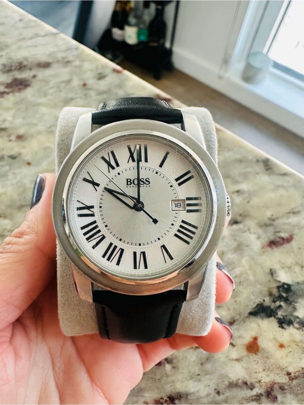 Boss Stainless Steel Watch with Black Leather Strap - Picture 3 of 10